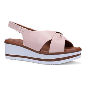 "As Is" Ron White Priya Lightweight Leather Wedge Sandal
