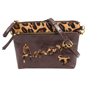 "As Is" Sharif Legacy 100% Leather Exotic Hair Calf Crossbody Clutch