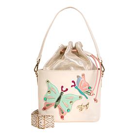 "As Is" Sharif Legacy Colorful Leather Flower Pot Drawstring Crossb...