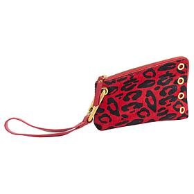 "As Is" Sharif Legacy Lush Hair Calf Exotic Print Wristlet Clutch