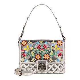 "As Is" Sharif Legacy Metallic Floral Embroidered Satchel