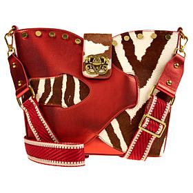 "As Is" Sharif Legacy Museum Puzzle Piece Haircalf Leather Crossbod...