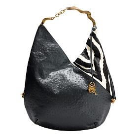 "As Is" Sharif Legacy Ostrich & Haircalf Sculpted Hobo