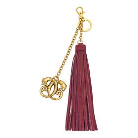 "As Is" Sharif Legacy Suede Leather Logo Tassel Bag Charm/Keyring