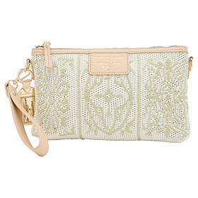 "As Is" Sharif Sicily Tile Embroidered Wristlet Clutch