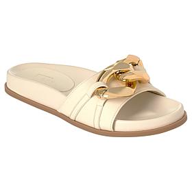 "As Is" ShuShop Shoes Cassie Molded Footbed Slide with Chain Detail