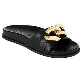 "As Is" ShuShop Shoes Cassie Molded Footbed Slide with Chain Detail