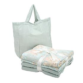 "As Is" South Street Loft Reversible Quilted Throw Set of 2 with To...