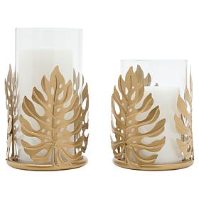 "As Is" South Street Loft Set of 2 Leaf Hurricane LED Candles with ...