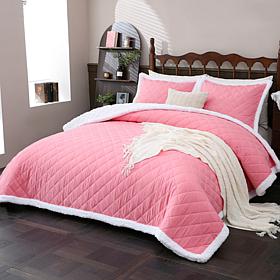 "As Is" South Street Loft Sherpa Trimmed Quilt Set