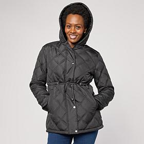 "As Is" Sporto® Meg Quilted Mid-Length Hooded Jacket