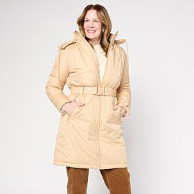 "As Is" Sporto® Melody Quilted Detachable Hood Long Coat