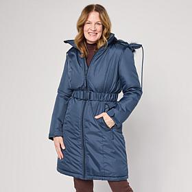 "As Is" Sporto® Melody Quilted Detachable Hood Long Coat