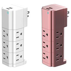 "As Is" Tech Impressions 2-Pack Swivel Power Strips for Up to 11 De...