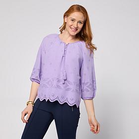 "As Is" Tower Hill by Christie Brinkley Eyelet Detail Top