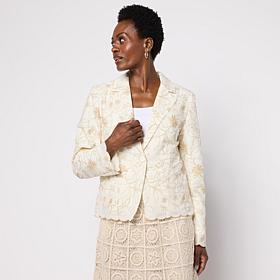 "As Is" TowerHill by Christie Brinkley Embroidered Novelty Blazer