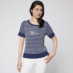 "As Is" TowerHill by Christie Brinkley Sweater Tee with Sequins