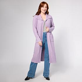 "As Is" TWRHLL by Christie Brinkley Cable Knit Cardigan