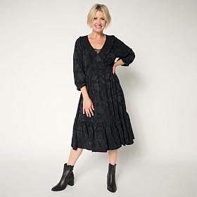 "As Is" TWRHLL by Christie Brinkley Floral Jacquard Midi Dress