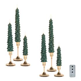 "As Is" Unmatched Christmas Tree Taper Candles with Holders - 12-pi...