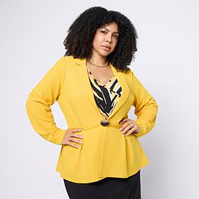 "As Is" Vivica A. Fox Collection Long-Sleeve Peplum Blazer