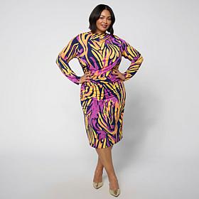 "As Is" Vivica A. Fox Collection Signature Ruched Knit Midi Dress