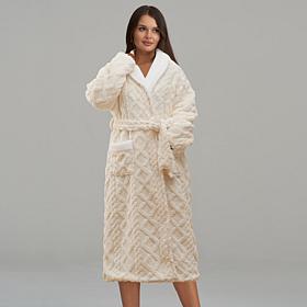 "As Is" Warm & Cozy Cable Knit Plush Robe