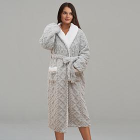 "As Is" Warm & Cozy Cable Knit Plush Robe