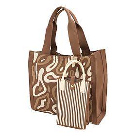 "As Is" Wildflower Technoknit Tote Set with Mini Phone Crossbody