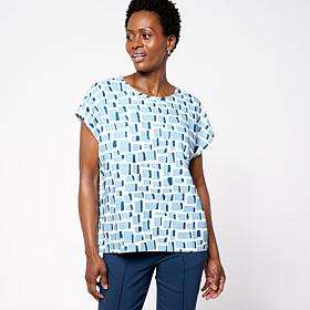 "As Is" WynneCollection Drapey Twill Dolman Sleeve Crew Neck Top