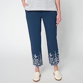 "As Is" WynneCollection FlatterFIT Embroidered Scallop Hem Ankle Pant