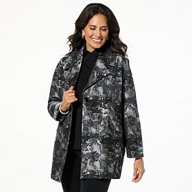 "As Is" WynneCollection Floral Jacquard Peacoat
