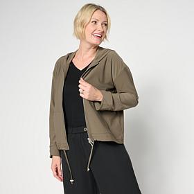 "As Is" WynneCollection Luxe Crepe Drawstring Hem Hoodie