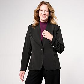 "As Is" WynneCollection Luxe Crepe Knit Blazer with Tuck Detail
