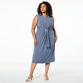 "As Is" WynneCollection Matte Jersey Tie Front Dress