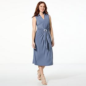 "As Is" WynneCollection Matte Jersey Tie Front Dress