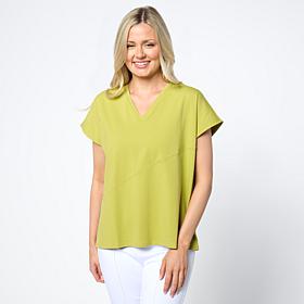 "As Is" WynneCollection Seamed Stretch Cotton Top
