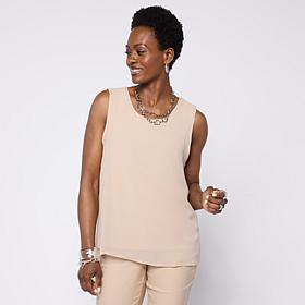 "As Is" WynneLayers Chiffon and Rayon-Spandex Knit 2-pack Tank Set