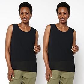 "As Is" WynneLayers Chiffon and Rayon-Spandex Knit 2-pack Tank Set
