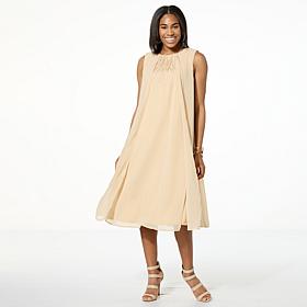 "As Is" WynneLayers Chiffon Overlay Dress with Embroidery