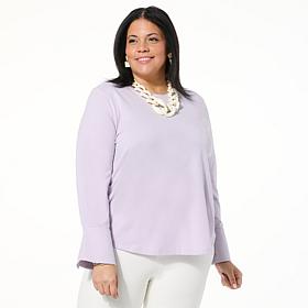 "As Is" WynneLayers Cotton Long-Sleeve Crewneck Tee