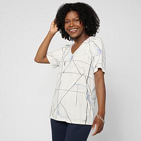 "As Is" WynneLayers Print or Solid Rayon Spandex V-Neck Tee Shirt