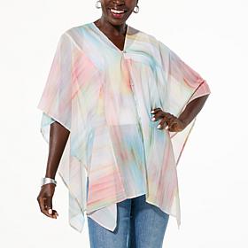 "As Is" WynneLayers Printed Chiffon Convertible Poncho