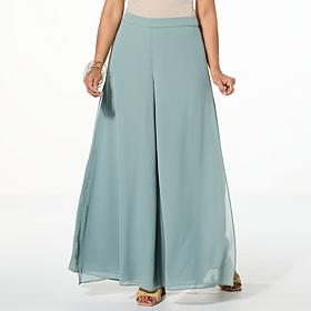 "As Is" WynneLayers Pull-On Chiffon Double-Layer Palazzo Pant
