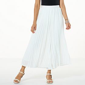 "As Is" WynneLayers Pull-On Pleated Pant with Chiffon Overlay