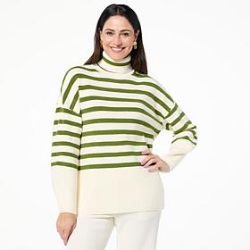 "As Is" WynneLayers SoftKNIT Striped Turtleneck Sweater