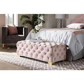 Avara Velvet Fabric Upholstered Button Tufted Bench Ottoman
