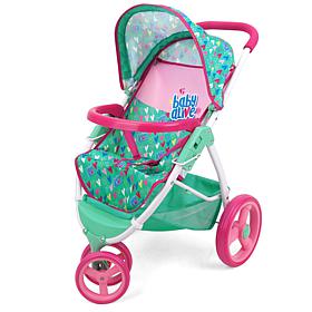 Baby Alive Doll Jogging Stroller - Green, Pink, Hearts