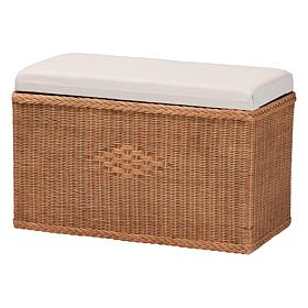 bali and pari Eamon Rattan Storage Bench with Cushion
