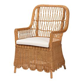 bali & pari Teresa Bohemian Scalloped Rattan Arm Chair